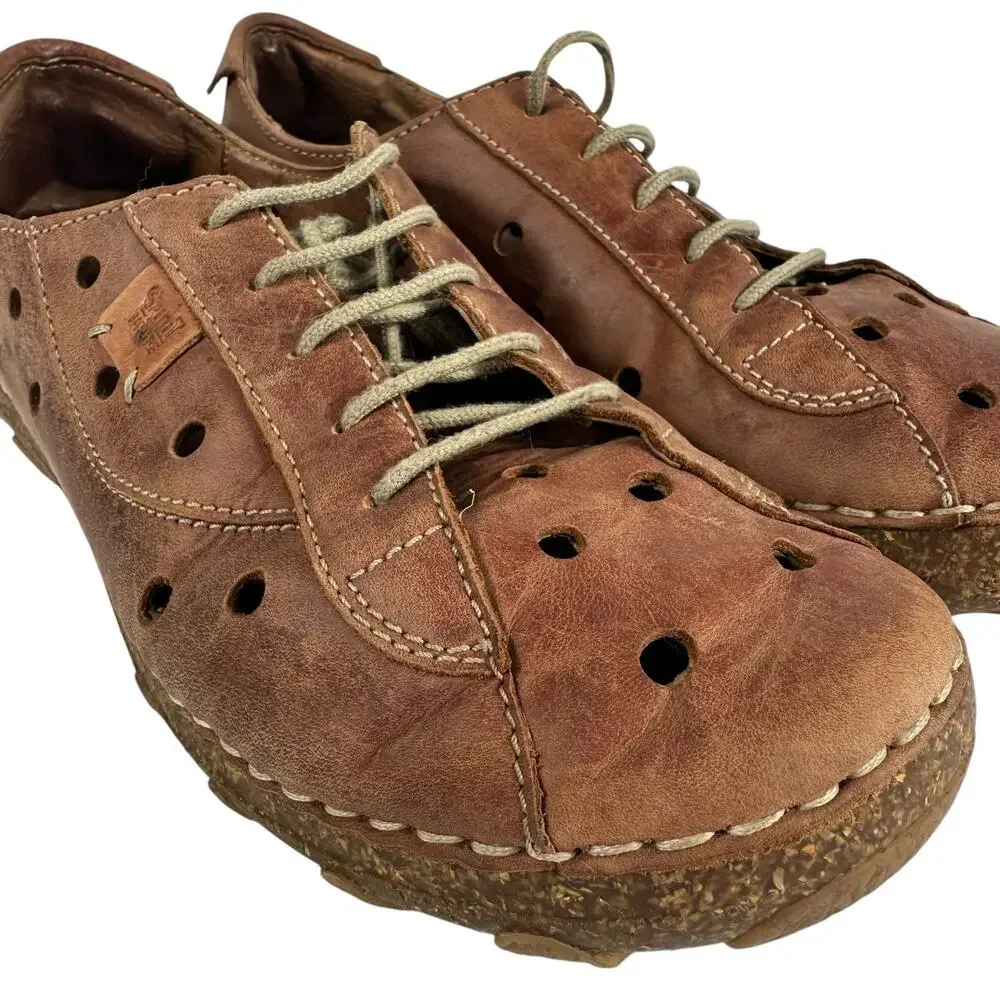 Josef Seibel Spirit of Nature Brown Leather Lace Up Comfort Shoe EU 37 US‎ 6-6.5
